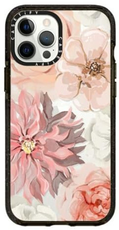 CASETiFY Impact Schutzhülle für iPhone 12 Pro Max [4X Falltest in Militärqualität, 2,5 m Fallschutz] – Pretty Blush – Transparentes Schwarz