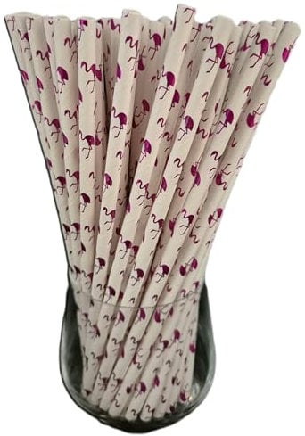 Papierstrohhalme, Papier Trinkhalm, Biologisch, Lebensmittelecht, umwelftreundlich, Einweg-Strohhalme, 120 Pack (Flamingo)