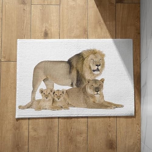 EHOMERY Personalised Doormats Outside Mat Indoor Outdoor Lion Tent Door Mats for Camping Doormat Outdoor 40x60cm, Non-Slip Plush Cotton Decor Doormat