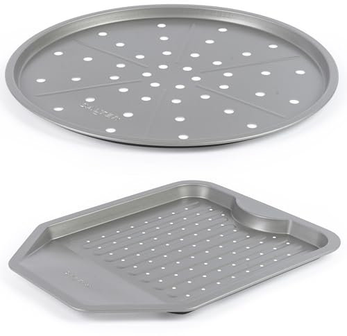 Salter Essentials Pizza and Chip Tray – Non-Stick Coating, Baking Trays, Dishwasher Safe, Easy to Clean, Made in The UK, Durable Carbon Steel, for Nights in, Lightweight Oven Sheet, PFOA-Free