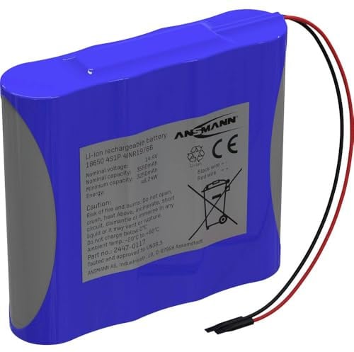 Ansmann 4S1P Rechargeable Battery Pack 4X 18650 with Li-ION Cable 14.4V 3350mAh