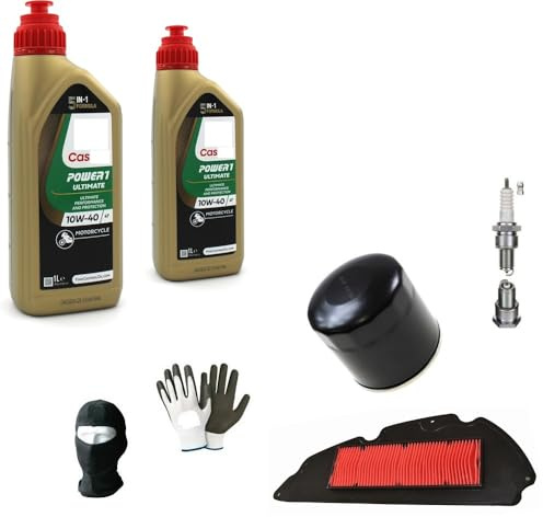 COMPATIBILE CON MALAGUTI MADISON 250 S KIT TAGLIANDO PER SCOOTER 2 LITRI DI OLIO C (ASTROL) 10W40 4T POWER 1 RACING SINTETICO+FILTRO OLIO+FILTRO ARIA+CANDELA MANUTENZIONE MOTORE
