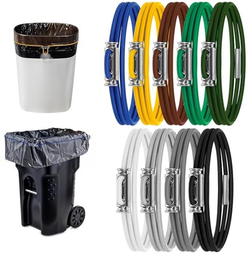 YBEATY 9 Pcs Garbage Can Bands Cord Lock Colorful Adjustable Large Heavy Duty Trash Can Rubber Band Durable Strong Elasticity Homewares Supplies for Litter Box Home Office School Kitchen Picnic Party