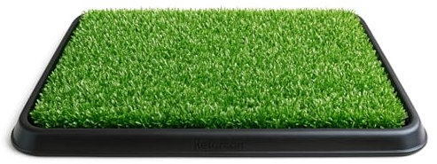 Dog Grass Pad with Tray – Indoor Dog Potty Training Toilet with Artificial Grass Patch for Puppies & Small Dogs – Washable Puppy Litter Box with Refill Pads Available (Dog Grass with Tray)