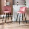 Ya-Home Sgabelli da Bar Sgabelli Cucina in Velluto Sgabelli Alti Imbottiti con Gambe in Metallo Sedie da Bar Moderni con Schienale per Cucina Bancone, Rosa
