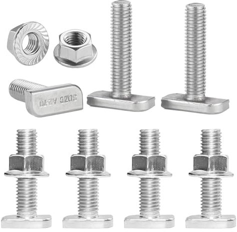 Viti a testa martello, M10 x 30 mm, 15 viti a T 304, in acciaio inox A2-70, con dadi a flangia, per binari di montaggio solare PV, serra, fotovoltaico