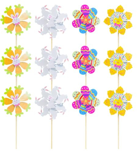 Óster-Windmühlen Für Den Außenbereich, Mit Lustigem Cartoon-Design, 24x58cm, Óster-Windräder-Dèkor, Frühlingshasen-Küken-Windmühlen, Wetterbeständige Konstruktion, Für Hof, Rasen, Ornamente, Véranda