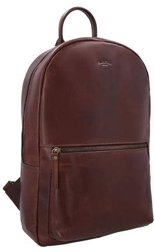 Gusti Leder Klaas Laptop-Rucksack, Unisex, Braun, 44 x 36 x 8 cm, Leder, Business, Reißverschluss, mit Laptopfach und Airtagfach, Gepolsterter Rücken