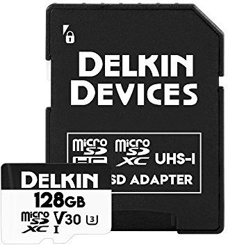 Delkin Devices Drone Carte microSD 1 To UHS-I U3 V30 A2 – 190 Mo/s en lecture, 155 Mo/s en écriture – Conçue pour les drones, vidéo 4K UHD, compatible DJI, microSDXC avec adaptateur