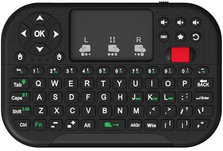 Mini-Tastatur mit Dual-Modus, 2,4 G/Bluetooth-Tastatur, ultradünn und tragbar, Air-Maus-Gesten, RGB-Hintergrundbeleuchtung, kompatibel mit Smart-TVs/PCs/Tablets/Handys (iOS/Android/Win/Mac) (weiß)