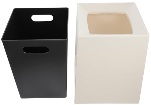 Tofficu Poubelle Épaisse sans Couvercle Style Nordique, Petit Seau à Ordures Trapézoïdal Double Paroi en Pp Beige, Conteneur à Déchets Ménagers pour Chambre à Coucher, Poubelle Simple 1