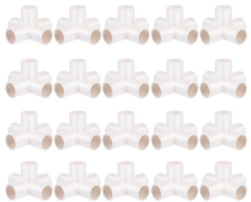 KOCKSHION 20 Pezzi Raccordo Tubo PVC Bianco a 5 Vie, Connettore Acqua 20 Mm | Giunto Multiuso per Tubo e Hose, Installazione Semplice, Ricambio per Casa e Riparazioni