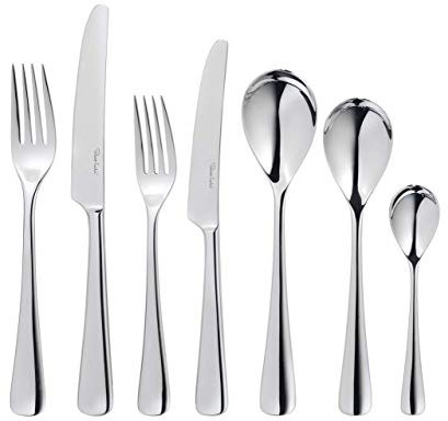 Robert Welch Malvern Bright, 42 Piece Cutlery Set for 6 People. Made from The Stainless Steel. Dishwasher Safe.