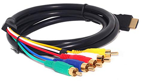 P74 HDMI auf AV Kabel – HDMI Stecker auf 5 Cinch RCA Video & Audio AV Converter Adapterkabel für HDTV, DVD, LCD Projektoren – 150cm Plug & Play