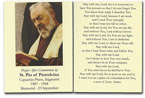 St. Padre Pio Prayer After Communion Card 10 Pk