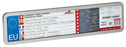 Sumex Branded Car License Number Plate Frame Holder (ABS Plastic Stainless Steel Finish (Euroinox))