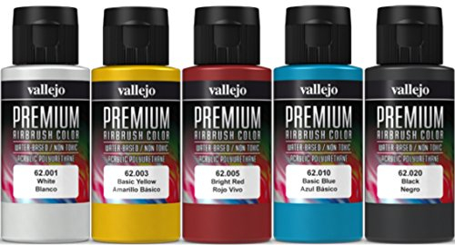 Airbrush Farben 5 x 60 ml Vallejo Premium Basis Farben-Set Grundfarben Airbrushfarben