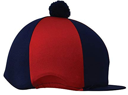 Hy Two Tone Lycra Silks with Bobble - Navy/Red - Horse Riding Hat Covers
