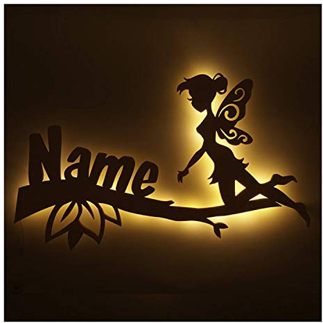 Namofactur Feen Geschenke Mädchen Kinder-Zimmer Fee AST Zweig Lampe mit Namen Geburtstagsgeschenke Weihnachten