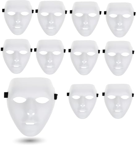 TK Gruppe Timo Klingler 12x Maske weiß - Theathermaske zum bemalen unbemalt basteln Anonymous Phantom Masken - Karneval & Fasching & Halloween - Fastnachtskostüme
