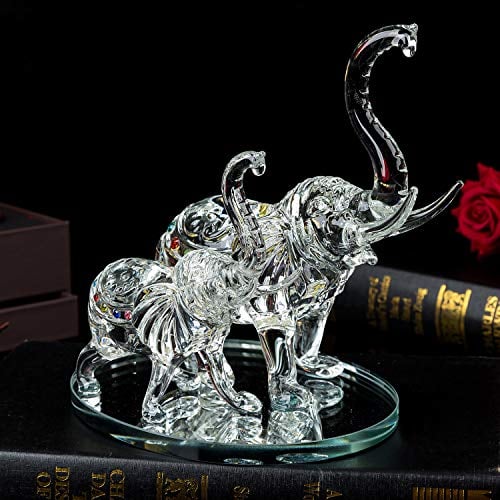 London Boutique Figurine décorative en Verre avec éléphant en Forme d'animal, Cristal