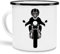 Tassendruck Emaille-Tasse mit Totenkopf Motorrad - Biker/Rock/Skull/Geschenk/Emaille klein schwarzer Rand