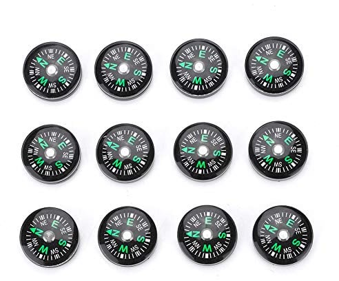 DEWIN Taschenkompass, 12 Stück 20mm Teiliger Mini Taschenöl Kompass für Wanderungen Camping Outdoor Aktivitäten Zubehör