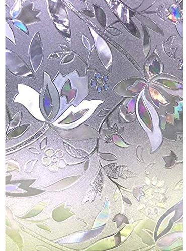 Zindoo Fensterfolie, elektrostatisch, Schutz vor Privatsphäre, UV-Schutz, dekorativ, Blickdicht, mit Motiv Tulpen und Blumen, für Glas und Verglasung, 30 × 400 cm