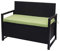 Mendler Poly-Rattan 2er Sitzbank HWC-F39, Gartenbank Truhenbank, Staufach Aufbewahrung Sitzkissen - anthrazit, Kissen grün