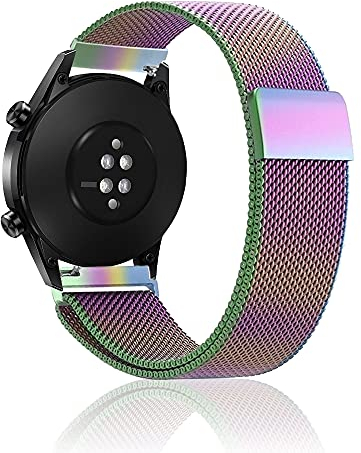 Niboow 20mm Armband Kompatibel mit Huawei Watch GT 3 Pro 43mm/Watch GT 3 42mm/Watch GT 2 42mm/Watch 2, Edelstahl Einstellbar Magnetversch Uhrenarmband für Honor Magic Watch 2 42mm - Bunt