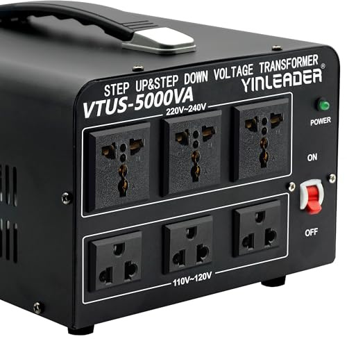 Yinleader 5000W Voltage Converter Transformer Step Up 110V-120V to220V-240V or Step Down 220V to 110V AC Power Converter w/US Standard Power Cord,Circuit Breaker Protection