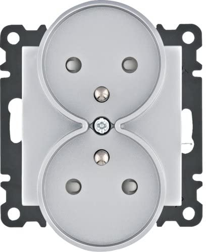 Lumina Steckdosensteckdose mit Erdung 2-fach mit Kontaktblende 16A/250VAC silber WL1342 hager Polo 8694407002723