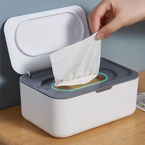 Wet Wipes Box, Wet Wipes Box Baby Wipes Box with Sealing Rubber Sealed Design Dustproof Efficient Protect Moist Toilet Paper for Home and Office (Grey)