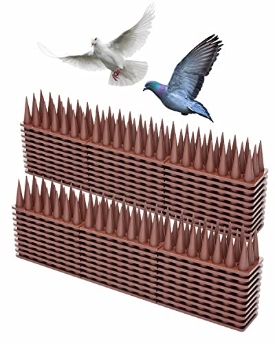 Taubenabwehr Spikes 5.7 Meters, Vogelabwehr Spikes Kunststoff 20 Stück | für Balkon, Fensterbank, Katze, Marder, Taube, Zaun und Dach, Vogelschutz - Braun