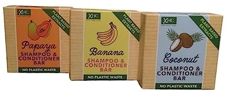 SHANZA DEPARTMENTAL'S XHC Shampoo & Conditioner Bar – ohne Plastikmüll – Kokosnuss, Banane & Papaya, 3 Stück