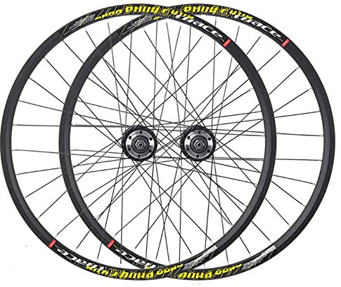 HSQMA Mountainbike Laufradsatz Scheibenbremse 24 Zoll MTB Fahrrad Felge Schnellspanner Vorderrad Hinterrad Laufrads 32 Loch Nabe Für 7/8/9/10 Geschwindigkeit Kassette Faltbares BMX (Color : Yellow)