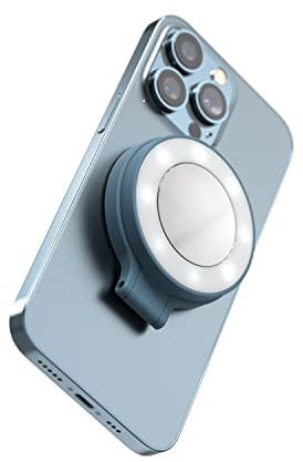 ShiftCam SnapLight - LED Selfie Ring Light with Four Brightness Settings and Built in Battery - Magnetic Mount Snaps on to Any Phone - Flippable Design | Blue Jay