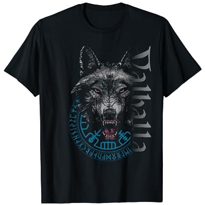 Viking Valhalla Krieger Normanne Runenkreis Götter Nordischer Kompass Wikinger T-Shirt, Schwarz, Klein, Unisex, Kurzarm, T-Shirt, Norse Mythology Wolf Rune T-Shirt