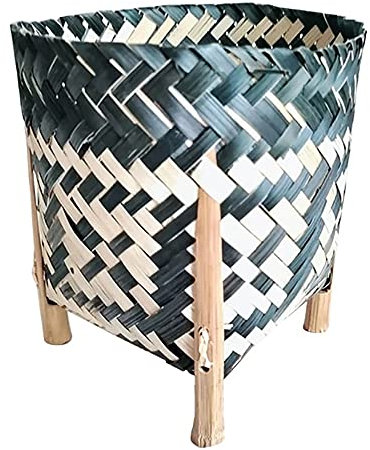Zunedhys Cesta de de Paja Tejida a Mano Cesta de Almacenamiento Hogar Jarrón de Cebada Secada de Estilo Japonés con Trípodes