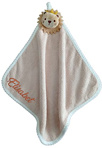 Stickerei Rein Handtuch mit Namen oder Wunschtext Bestickt,Kinder Handtuch,30x30cm,Mikrofaser Korallenvlies, Gesichtstücher mit Aufhängerschlaufe, Waschlappen für Kinder Küchen Badezimmer (Beige)
