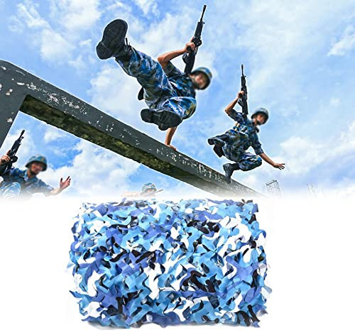 CANEVE Blue Oxford Fabric Sun Protection Hunting Camo Netting,for Garden Pergola Shade Mesh Awning,Camoflauge Netting Mesh Military Camouflage Netting(Size:5mX8m)