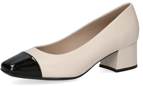CAPRICE Damen Pumps Kleiner Absatz Elegant, Mehrfarbig (Offwhite/Black), 36 EU
