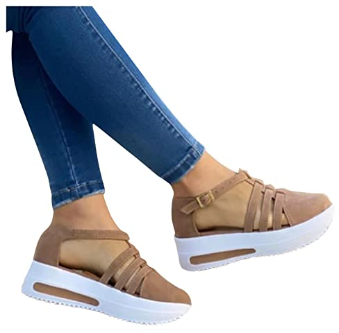 Damen Sandalen Elegant Aushöhlen Keilabsatz Abendschuhe Einfarbig Plateau Sandalen Strandschuhe Frauen Kleid Schuhe Sommerschuhe Sneaker Damen