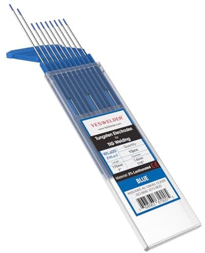 YESWELDER TIG Welding Tungsten Electrode 2% Lanthanated 1.6mm x 175mm (Blue, WL20/EWLa-2) 10-pk