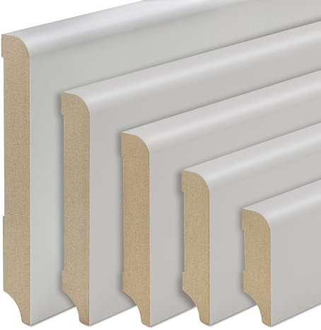 REESE | Sockelleisten | Fußleiste | Hellgrau MDF | Münchener (abgerundet) | 120mm