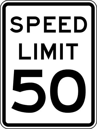 Plaque en métal 20,3 x 30,5 cm Panneau routier Speed Limit 50 Panneau de signalisation routière Un vrai panneau