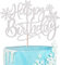 1 Stück Schneeflocken Tortendeko Glitzer Happy Birthday Winter Kuchen Deko Gefrorenes Thema Cake Topper für Eingefroren Thema Geburtstag Party Weihnachten Baby Dusche Kuchen Dekoration Silber