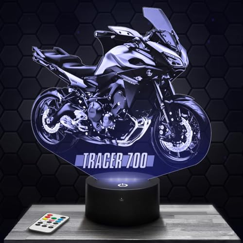 Lampe de chevet Moto Tracer Y décoration Motard. Idée cadeau homme objet Moto Tracer Y veilleuse adulte déco chambre. Idee cadeau noel homme original