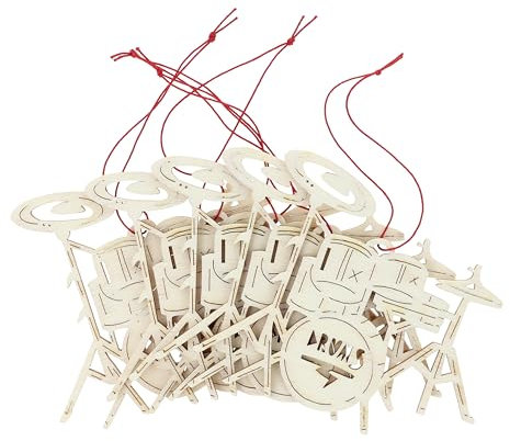 Musikboutique Anhänger aus Pappelholz als Instrumente oder Noten, 5er-Packung (Schlagzeug)