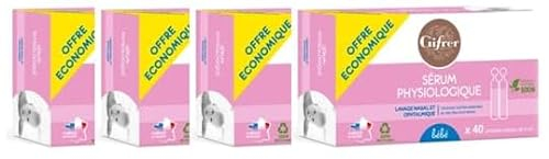 GIFRER | Sérum Physiologique | Hygiène Nasale | Rinçage Auriculaire | Lavage des Plaies | Action Humidifiante | Fabrique en France | Lot de 4 Boîtes de 40 x 5ML